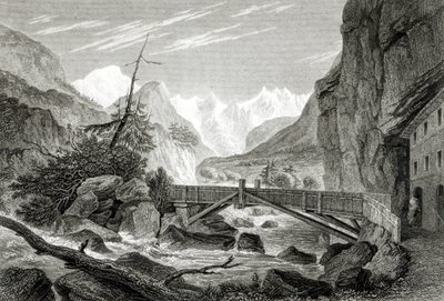 Mont Blanc von den Bädern von St. Didier, graviert von C. Westwood von William Brockedon